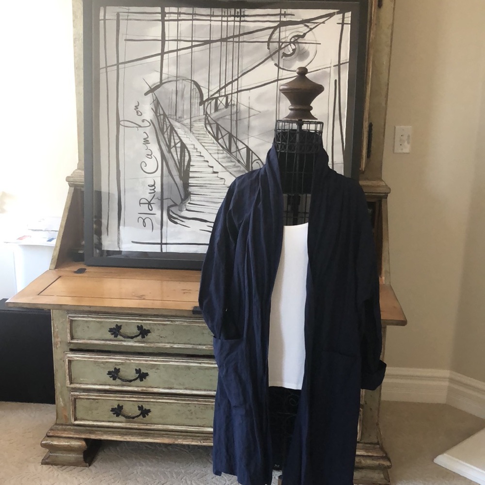 Eileen Fisher Steel Wrinkle Cotton Jacket